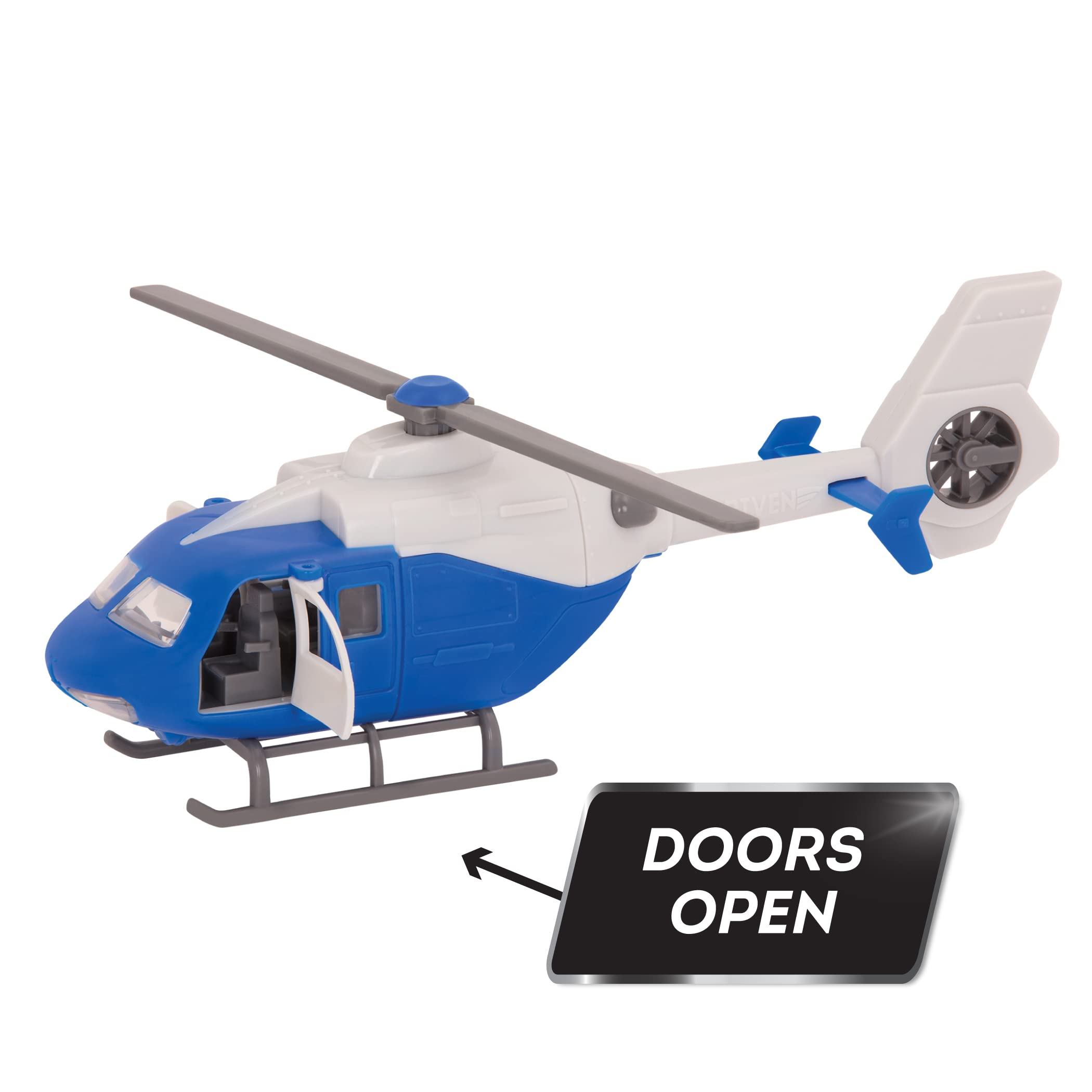 Driven by Battat – 7-Inch Rescue Helicopter Toy with Lights & Sounds, Blue 2