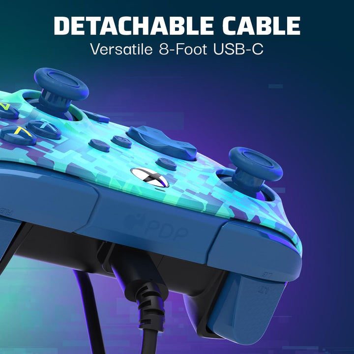 PDP REMATCH Advanced Wired Controller - Glitch Green for Xbox Series X|S, Xbox One