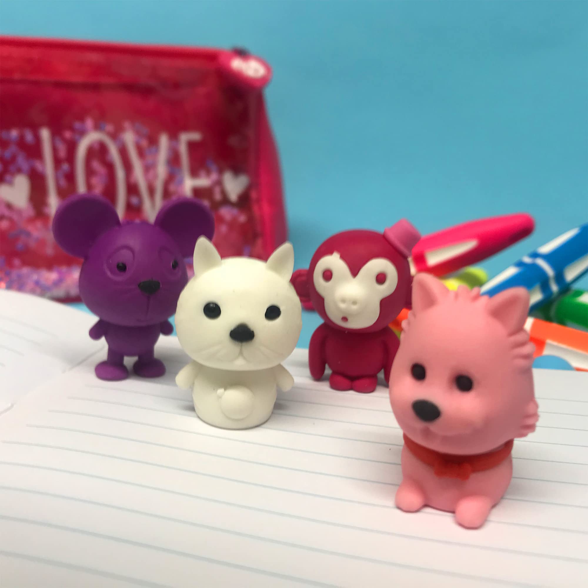 Tinc Animal Collection Pencil Erasers - Pack of 4 Cute Animal Characters 2