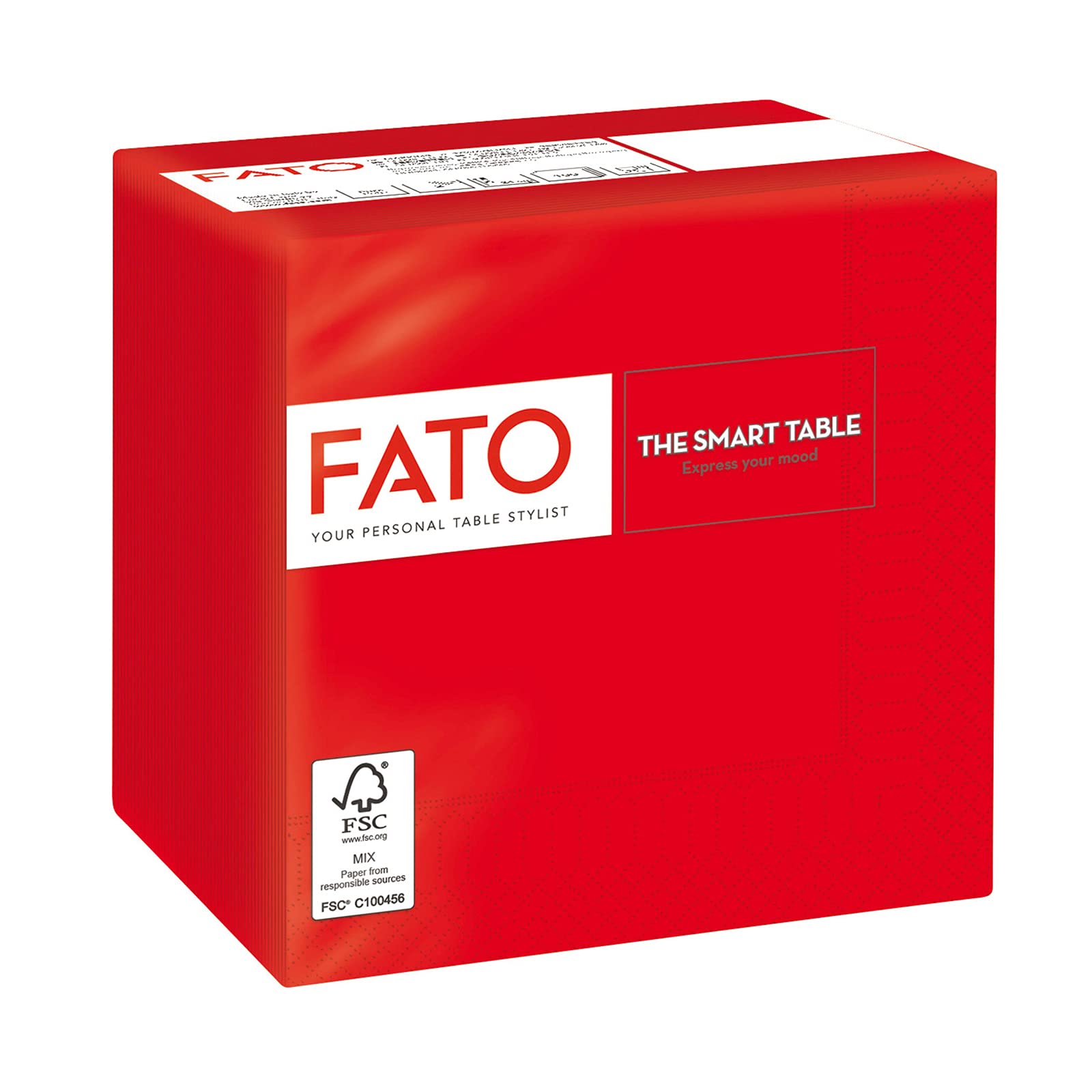 Fato Red 24x24 cm 2-Ply Disposable Paper Napkins, Pack of 100 for Aperitifs and Cocktails 1