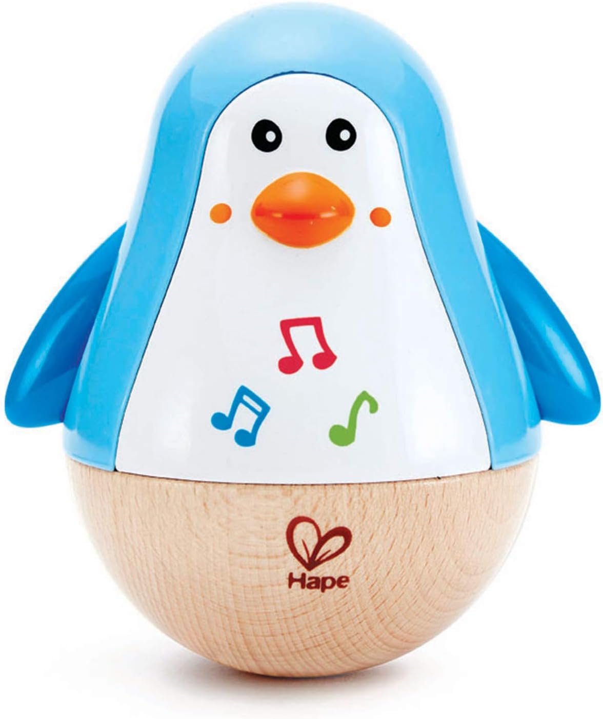 Hape Penguin Musical Wobbler - Roly-Poly Wood Toy with Soothing Tinkling Sounds for 6 Months+ 1