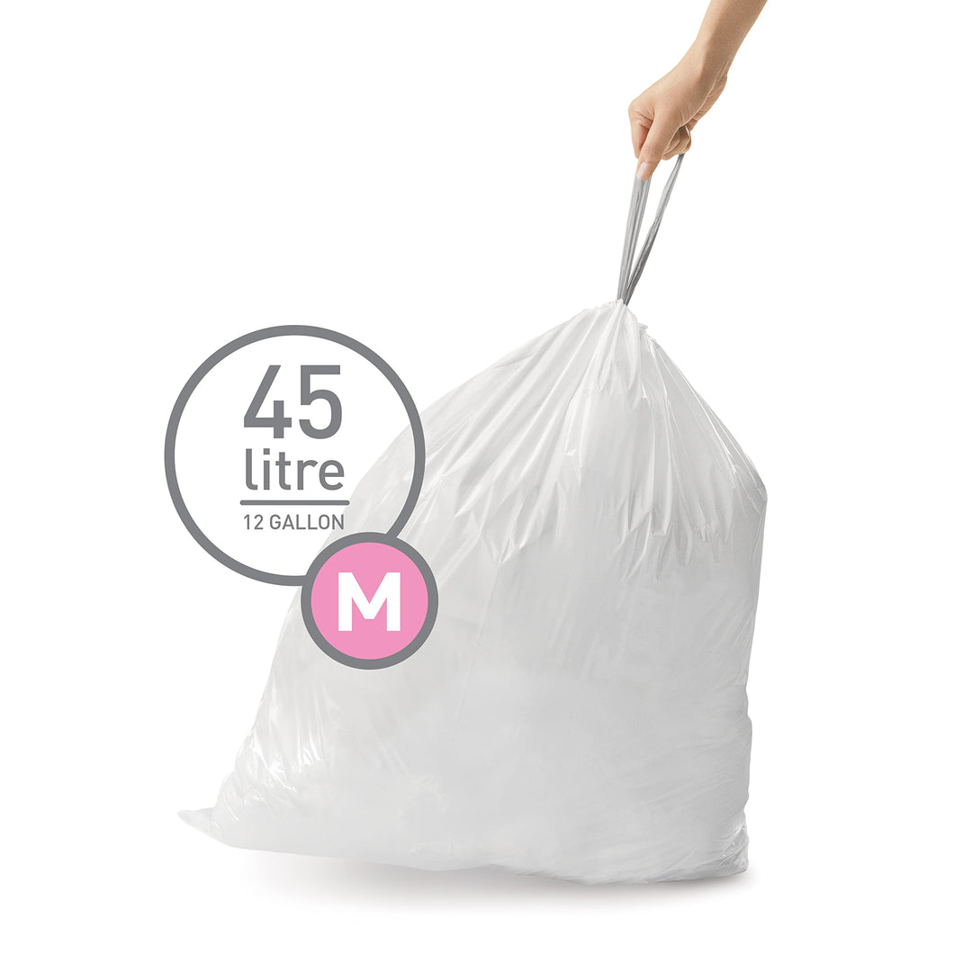 simplehuman CW0261 Code M Custom Fit Bin Liner Bulk Pack, White