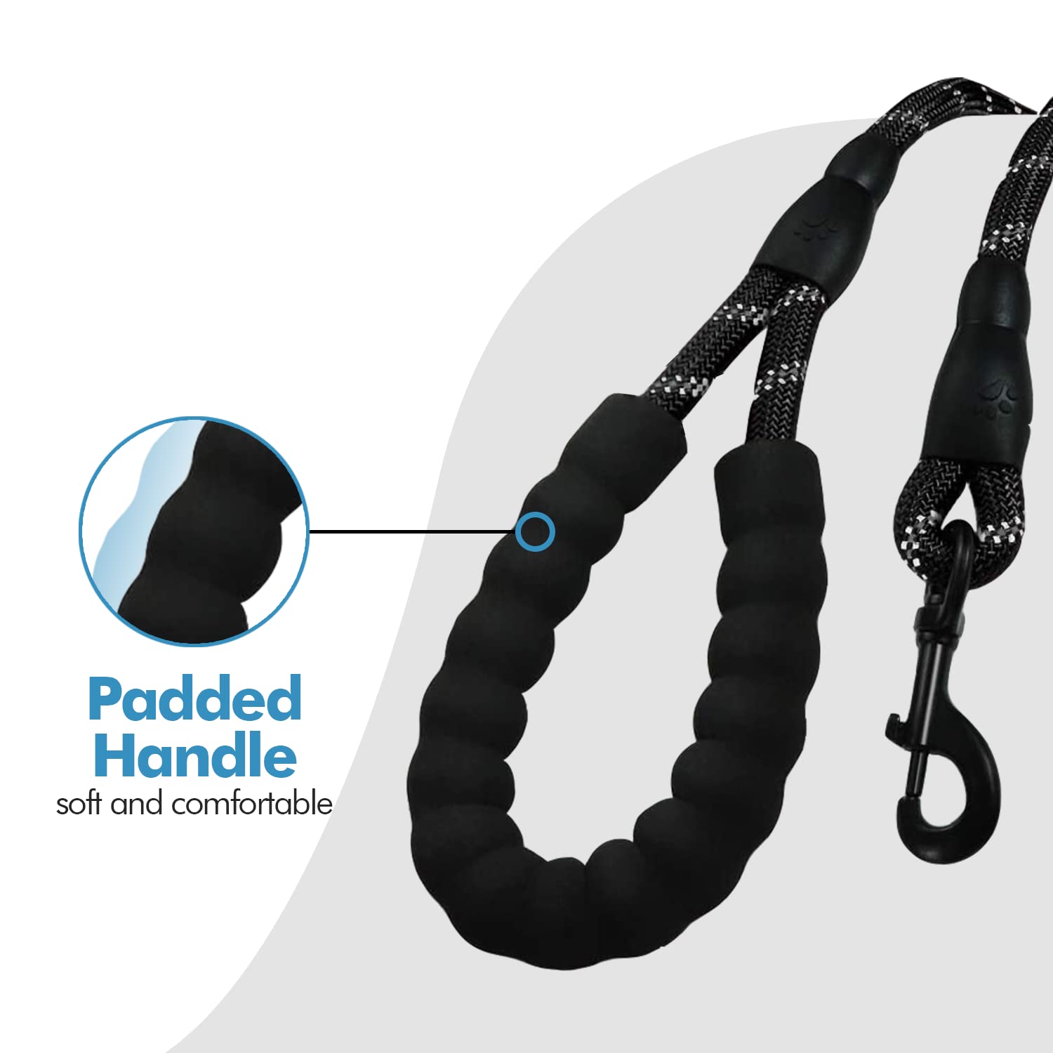 Edipets Dog Lead - Durable 47 Inch Nylon Rope with Padded Handle | Reflective Safety Clip 3
