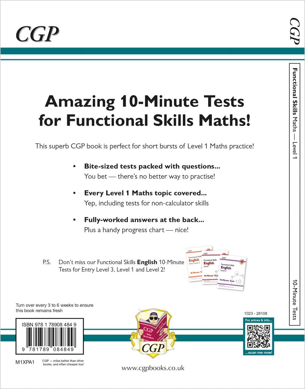 CGP Functional Skills Maths Level 1 - 10 Minute Tests | Paperback | 72 Pages