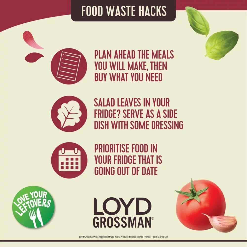 Loyd Grossman Italian Tomato & Smoked Bacon Sauce - Rich Tomato Base with Bacon & Chilli | 350g Jar 7