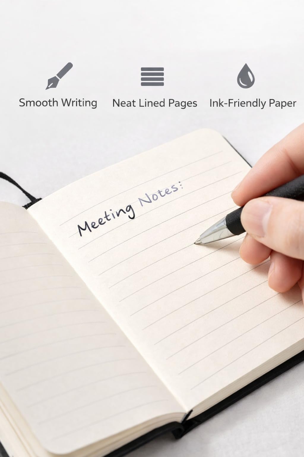 1ABOVE Executive Notebook - Soft Feel Hardback | A6 Size | 160 Lined Pages | Black 4