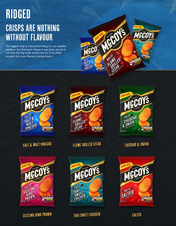 McCoy's Sizzling King Prawn Grab Bag Crisps 45g (Multipack of 36)