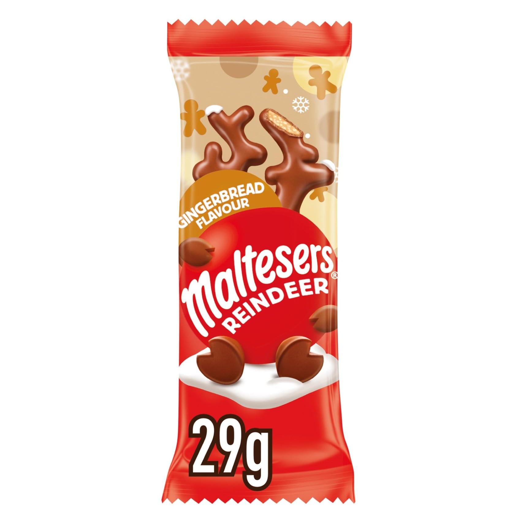 Maltesers Gingerbread Flavour Reindeers, Milk Chocolate with Malt & Honeycomb, 32x29g