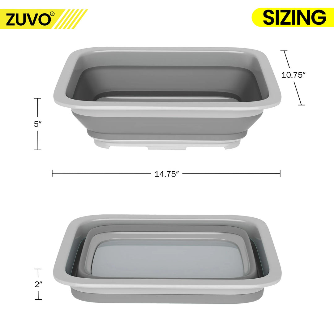 Zuvo - Collapsible Washing Up Bowl 10L Laundry Basket for Sink