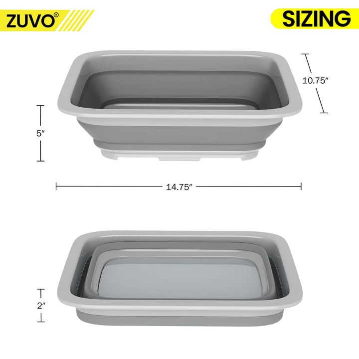 Zuvo - Collapsible Washing Up Bowl 10L Laundry Basket for Sink