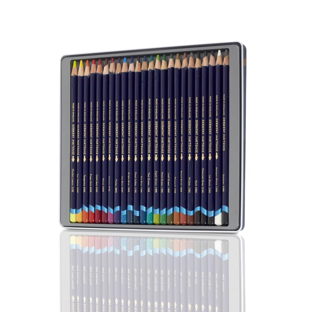 Derwent Inktense Permanent Watercolour Pencils - Set of 24, 4mm Core, Water-Soluble | Professional Quality 2