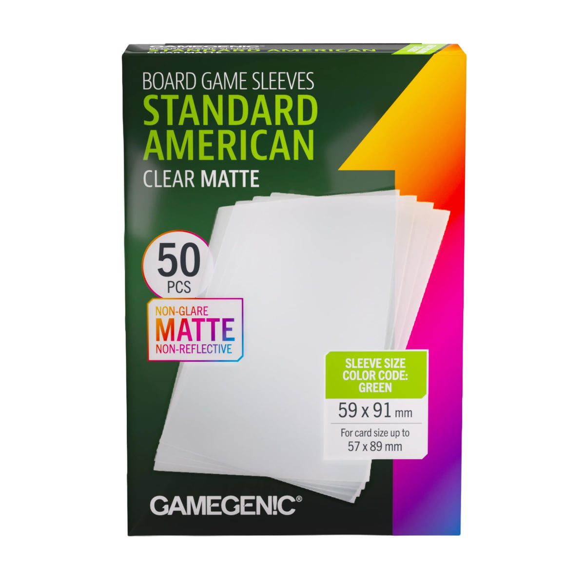 Gamegenic Unit Board Game Sleeves Matte - 50 Pack, Standard American, Clear