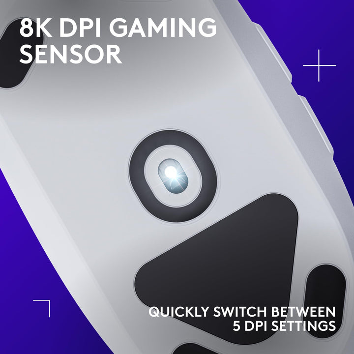 Logitech G203 LIGHTSYNC Gaming Mouse - 8K DPI, 6 Programmable Buttons, RGB Lighting, Lightweight Design - White