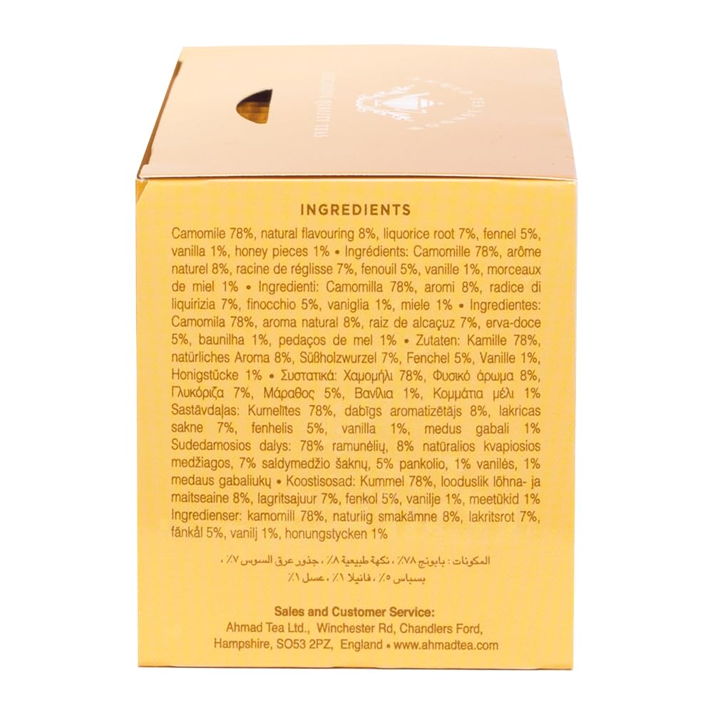 Ahmad Tea Camomile, Honey & Vanilla Herbal Tea - 20 Teabags, Pack of 5