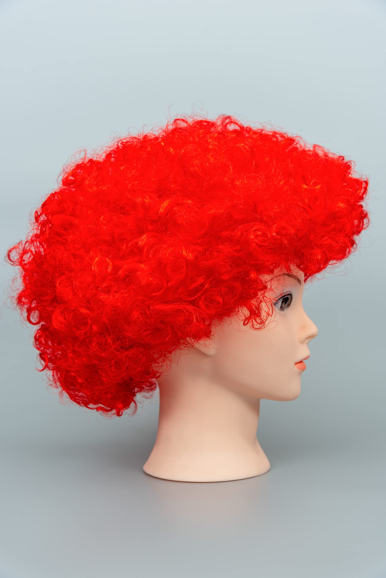 SHATCHI Red Curly Afro Wig for Fancy Dress, 70s Disco Costume, Unisex Party Accessory 2