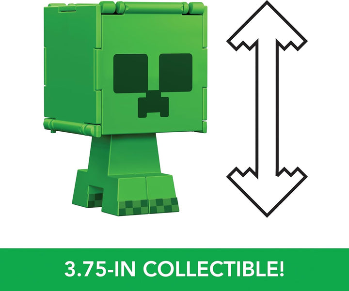 Minecraft Flippin’ Figs Collectible Figures - 2-in-1 Fidget Play, 3.75-in Scale, Green Creeper Design