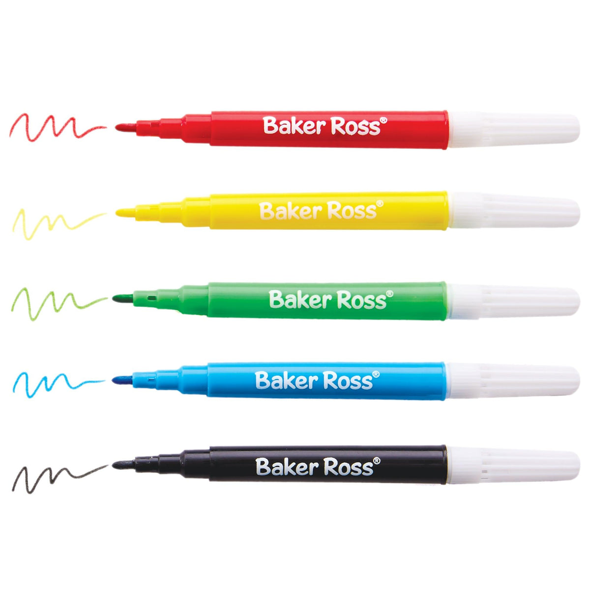 Baker Ross Mini Fibre Tip Pens - Pack of 8, 5 Assorted Colours