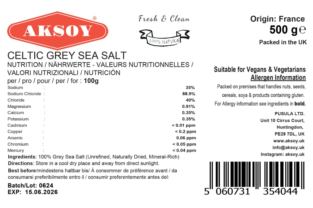 AKSOY Celtic Grey Sea Salt Coarse - Mineral-Rich, Unrefined | 500g