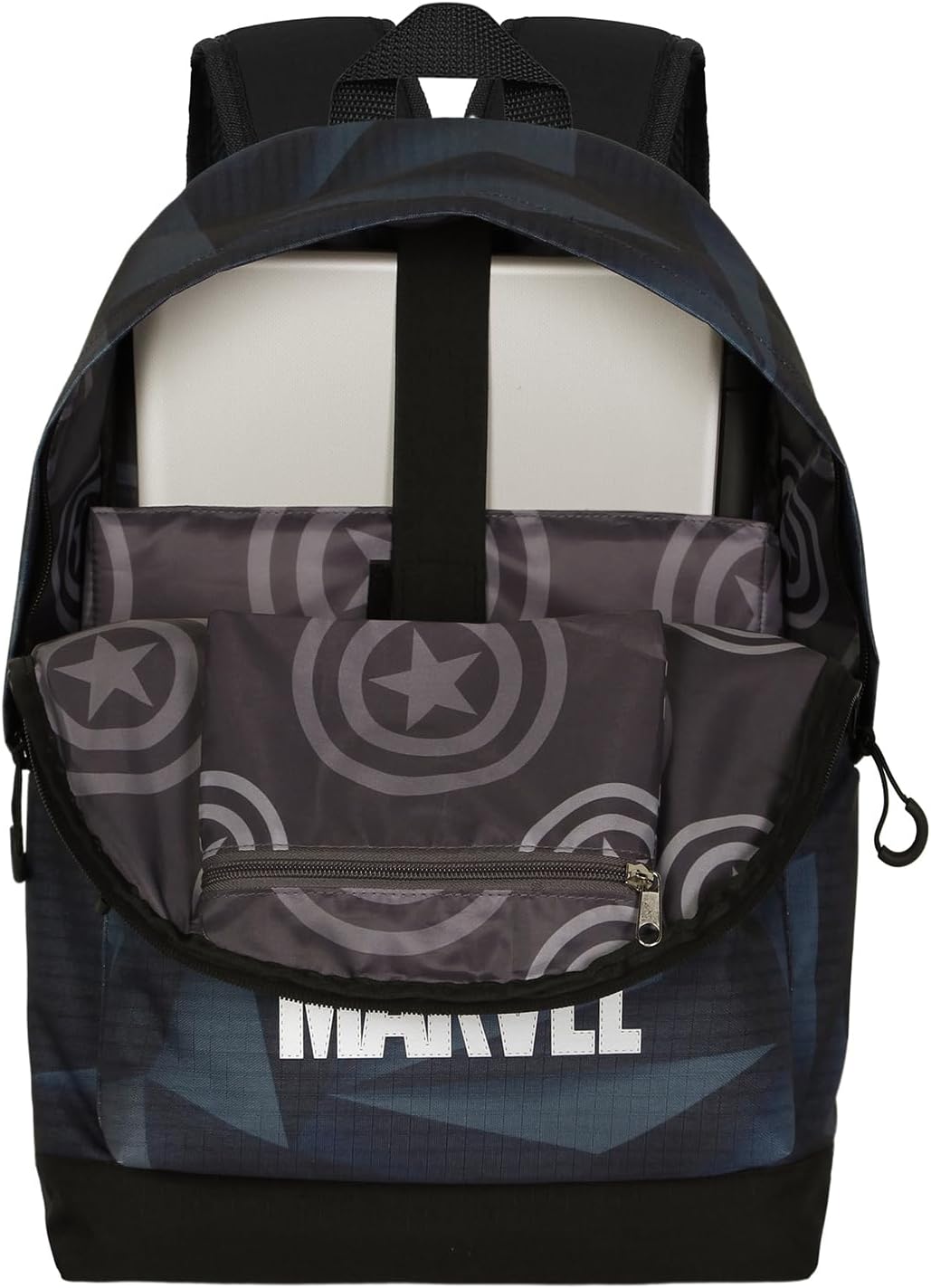 Marvel Metal-HS Silver Backpack, Black, 18 x 30 x 41 cm, Capacity 22 L