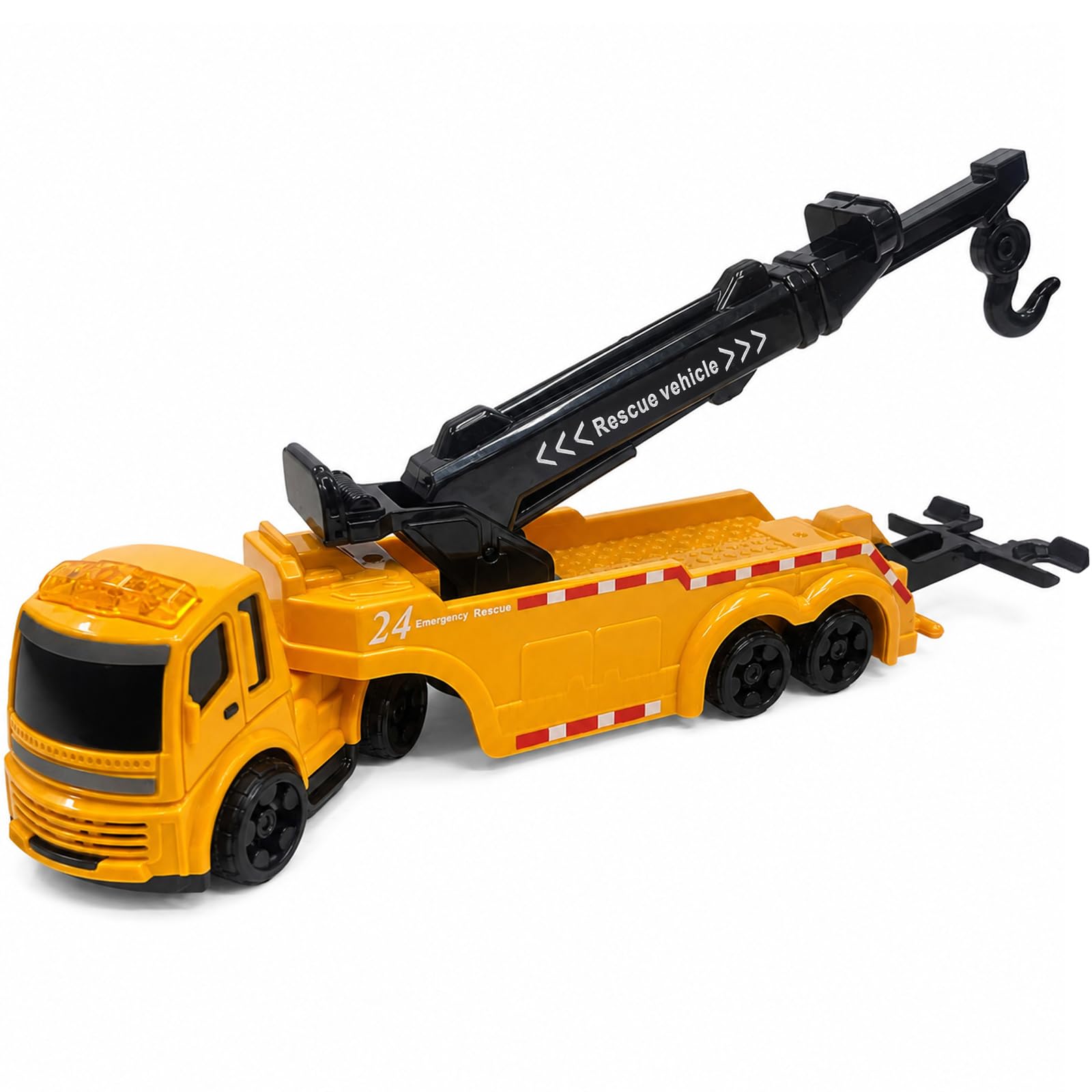 GizmoVine Tow Truck Toy - 26cm Metal Rescue Vehicle with 360° Rotating Crane Boom | Ages 3-10
