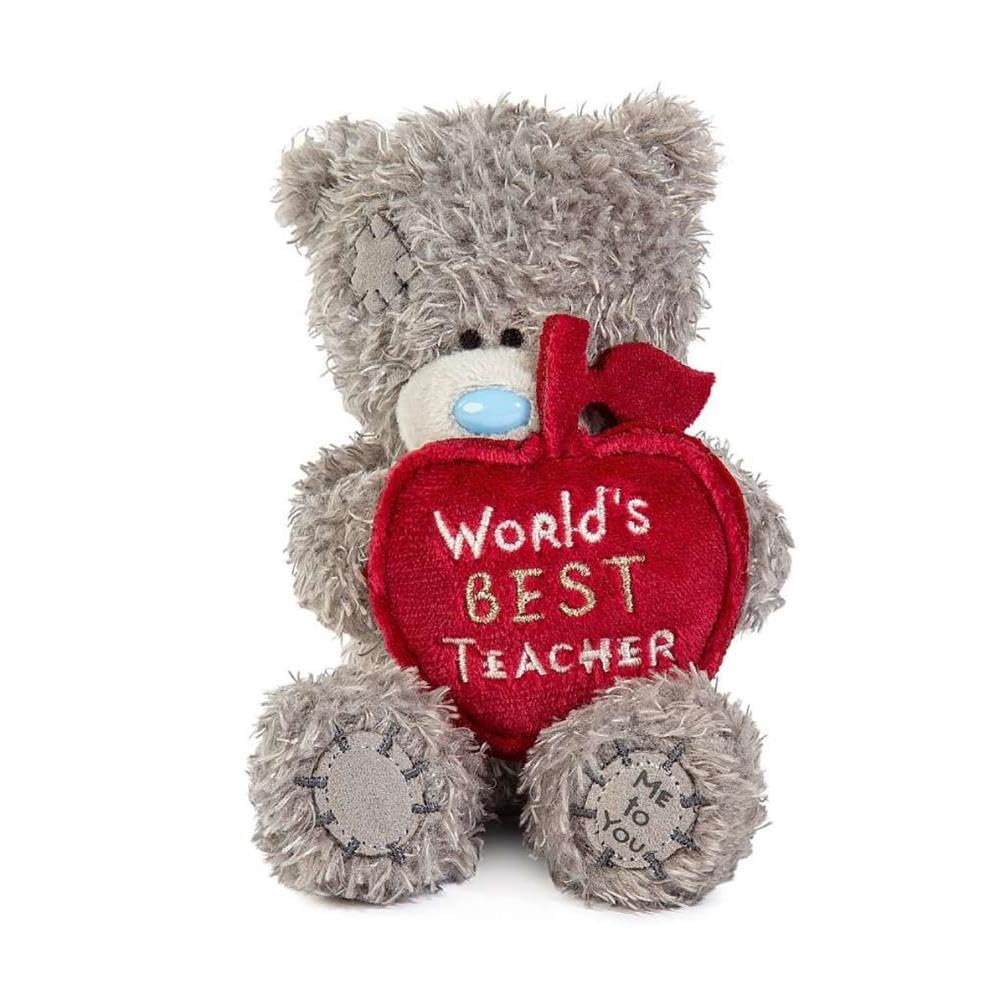 Me To You Tatty Teddy Thank You Teacher Bear - 10cm High Plush | Soft Fabric | Embroidered Apple