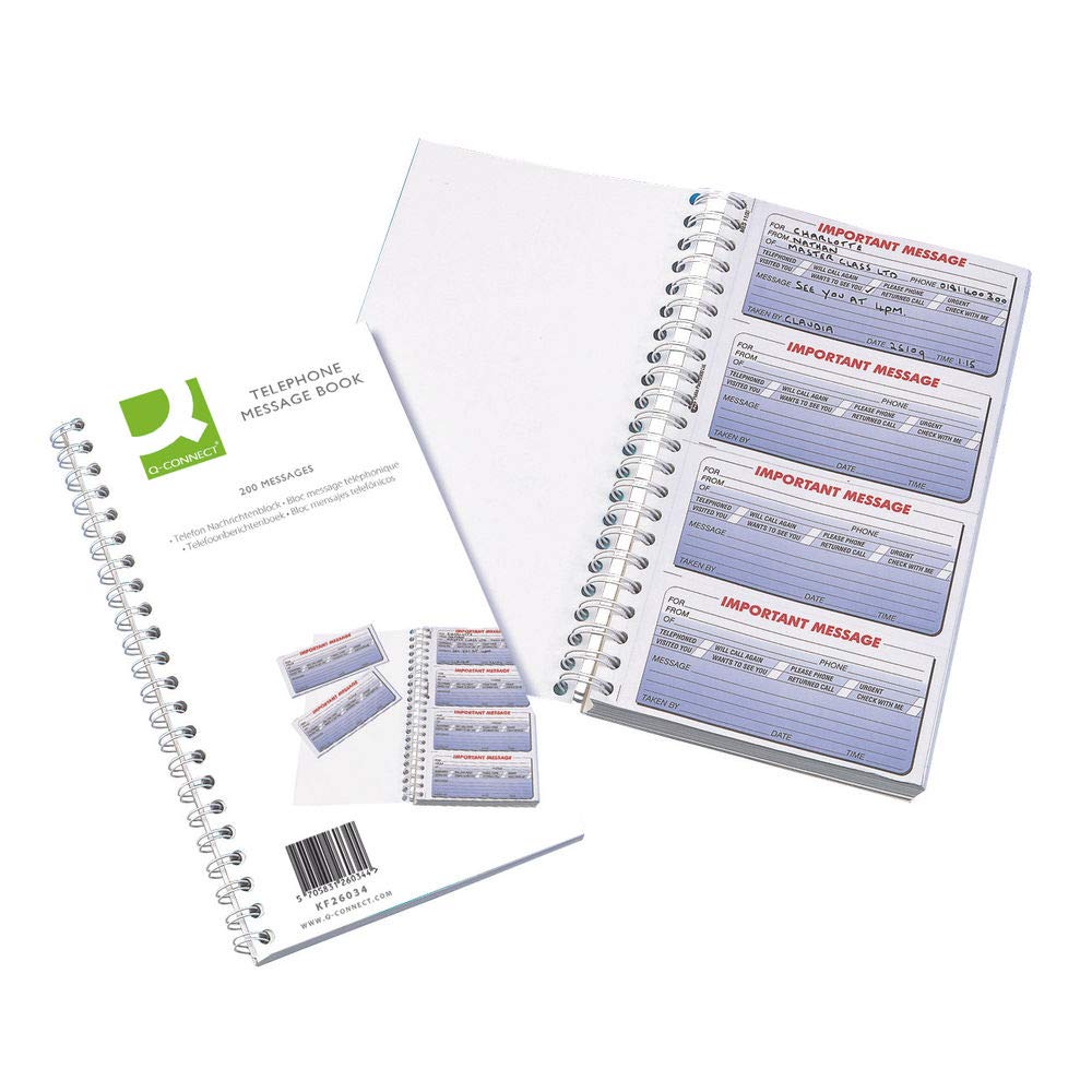 Q-Connect Telephone Message Book - 200 Messages Duplicate Copy | Perforated Pages