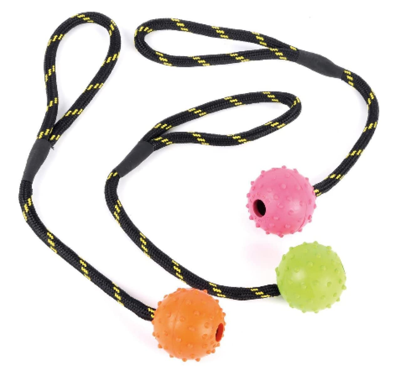 HAPPYPET Tough Toys Rubber Rope Ball - Durable Natural Rubber | 2.5 Inch | Large Breeds