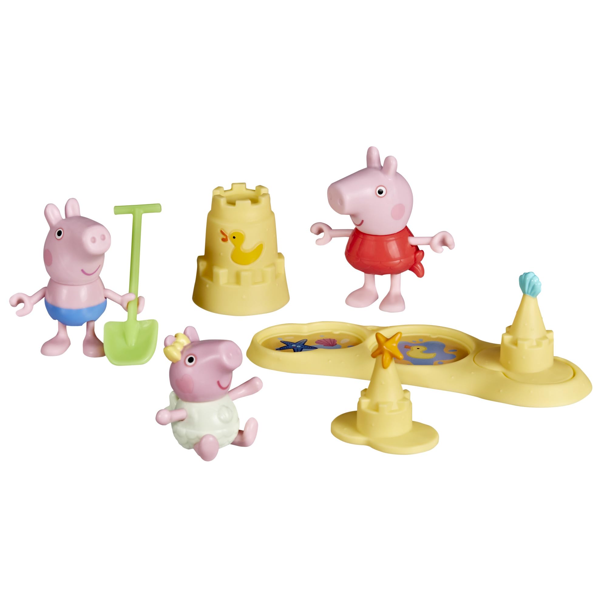 Peppa Pig Siblings Beach Day Playset with 3 Figures and 5 Accessories | Ages 3+ 3