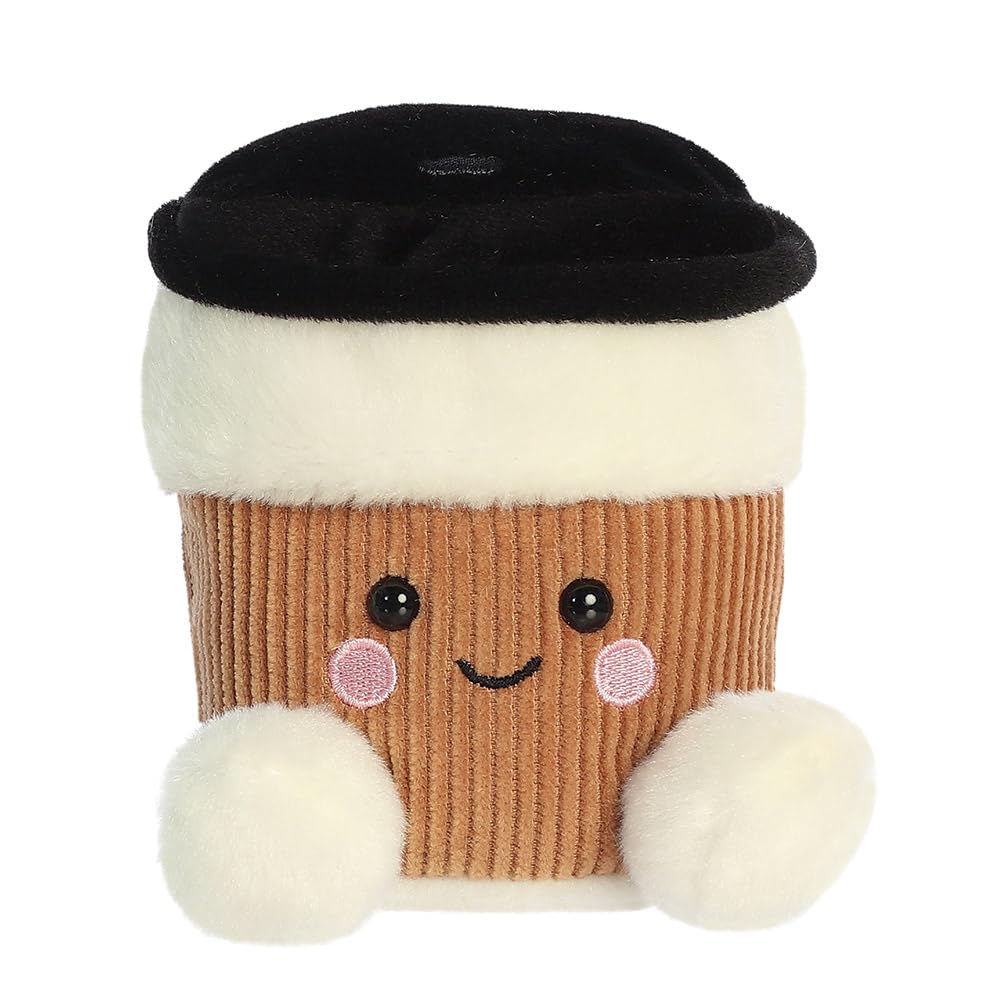AURORA Palm Pals Essie Coffee Cup Stuffed Toy | 13cm | White & Brown | Recycled Fill