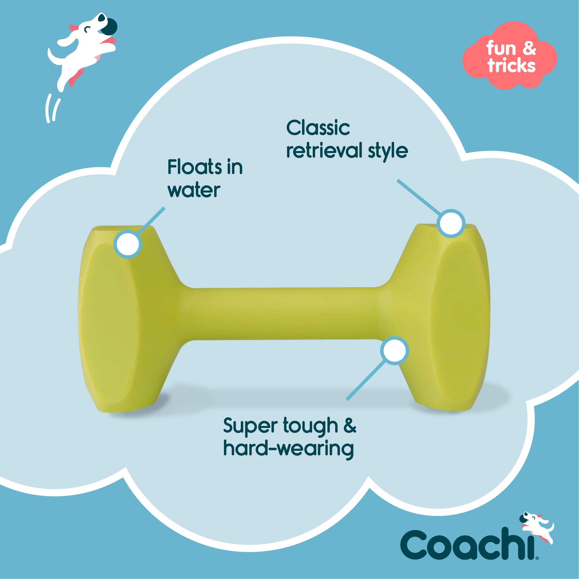 Coachi Training Dumbbell - Floats for Retrieval | Super Tough Plastic | Size M Lime 3