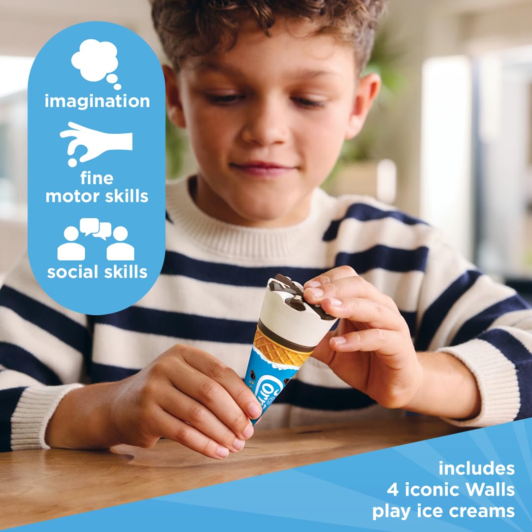 Casdon Official Walls Ice Cream Stand Toy - Pretend Play Set | Ages 2+ | Includes 4 Walls Ice Creams