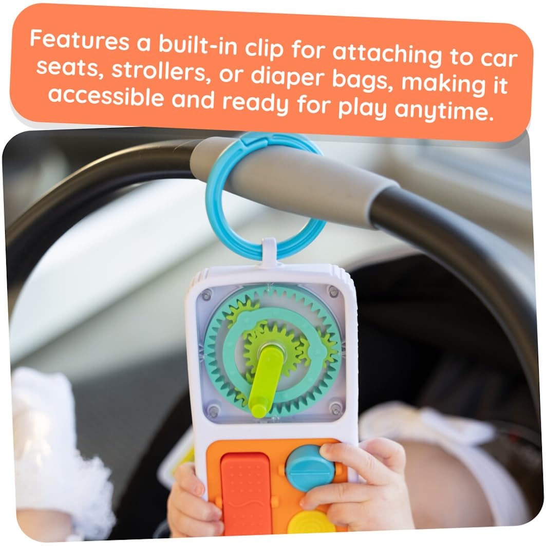 Fat Brain Toys PlayTab On The Go - Sensory Activity Case with Tiles, Stroller Clip, Fine Motor Skills Development for Toddlers 2