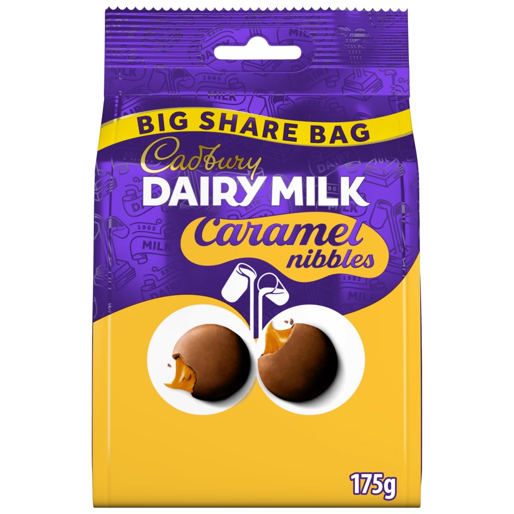 Cadbury Dairy Milk Caramel Nibbles Chocolate Bag, Milk Chocolate With Gooey Caramel Treats 2