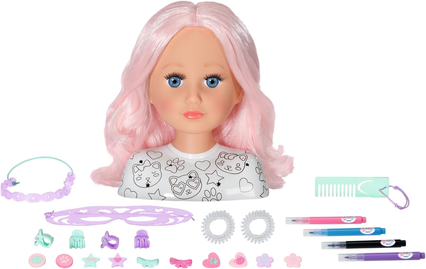 BABY born Styling Head Artist with Face Stencil and Hair Accessories 1
