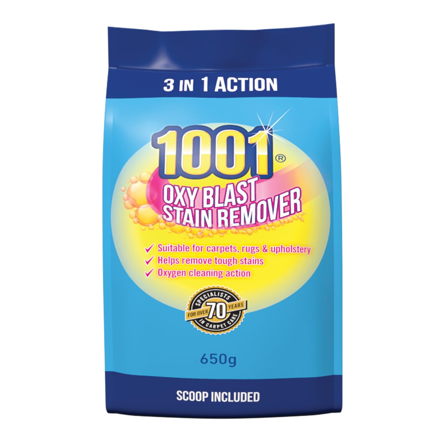 1001 Oxyblast 3-in-1 Carpet Stain Remover Powder - Oxygen Cleaning Action | 650g Pack