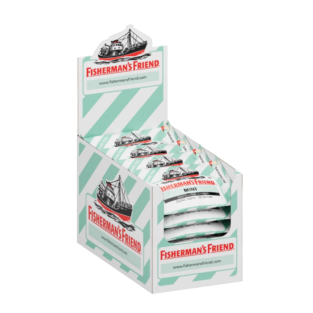 Fisherman's Friend Sugar Free Extra Strong Menthol Mint Lozenges | 24 x 25g Packs