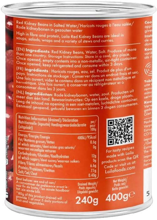 LAILA Canned Red Kidney Beans - 400g | High in Protein & Fibre | Ready to Eat 2