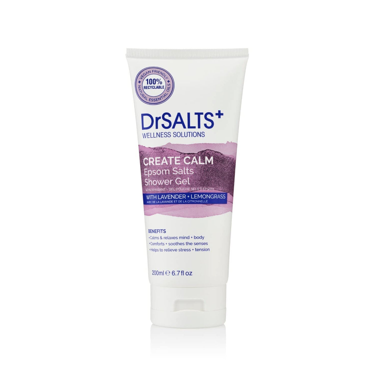 Dr Salts Create Calm Shower Gel - Lavender & Chamomile Scent, 200ml