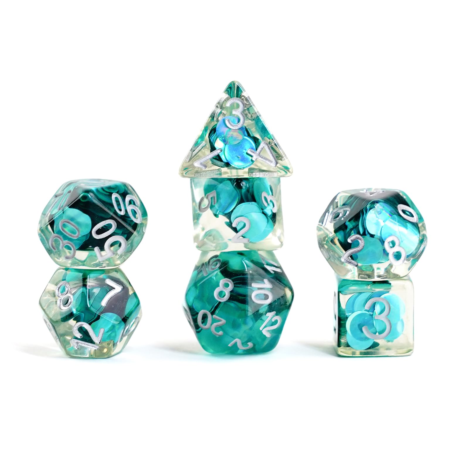 Metallic Dice Games Mermaid Scales 16mm Resin Polyhedral RPG Dice Set | 7 Pieces 1