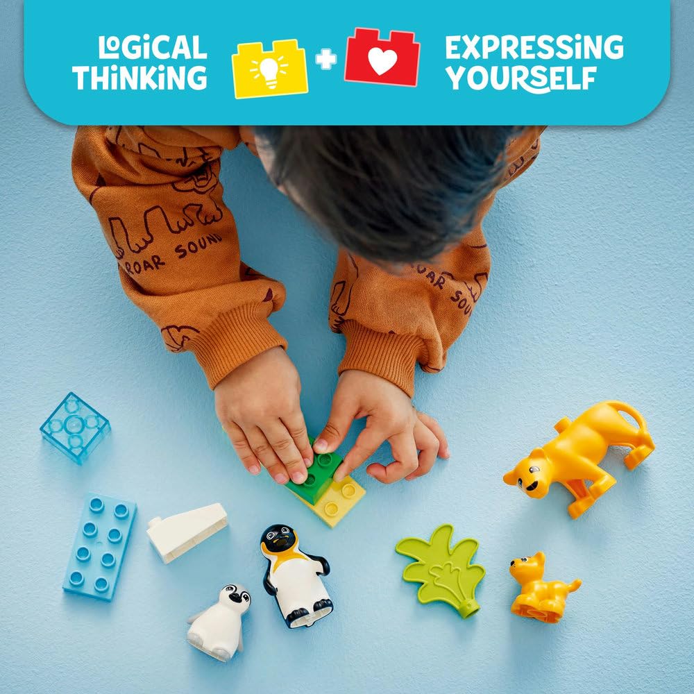 LEGO DUPLO Wild Animal Families: Penguins & Lions Educational Building Set for Toddlers 2+ 4