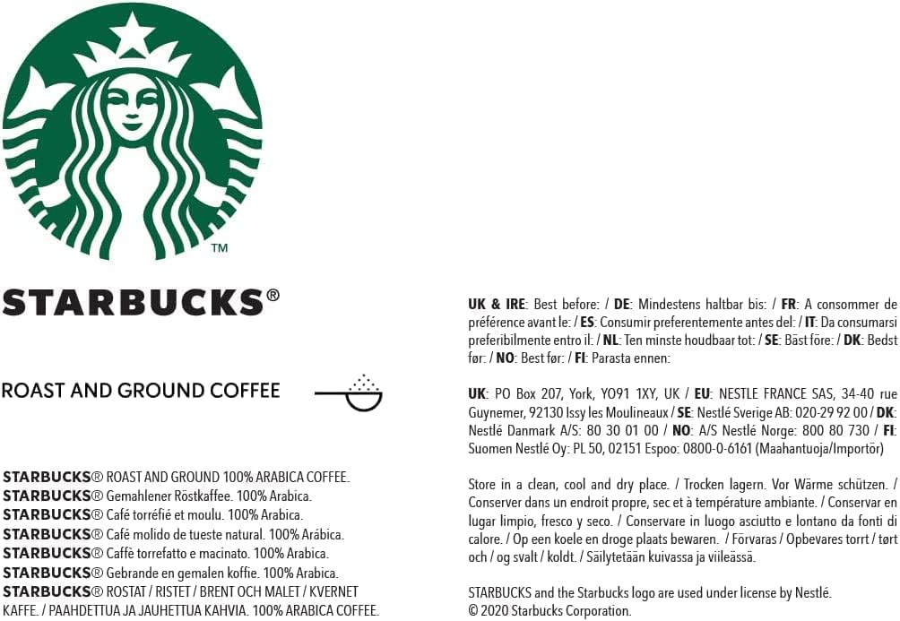 STARBUCKS Single-Origin Colombia Medium Roast Ground Coffee 200g (Pack of 6)