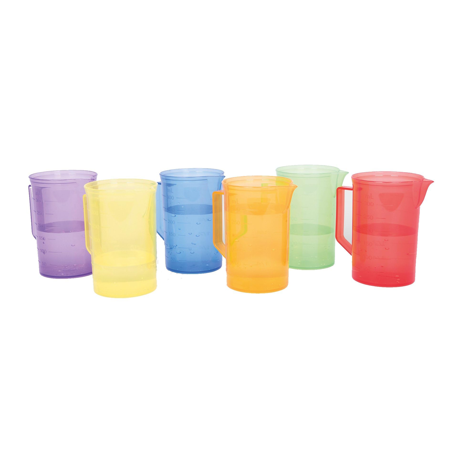 TickiT 6 Piece Translucent Colour Jug Set - Educational Sand & Water Play Cups for Toddlers 1