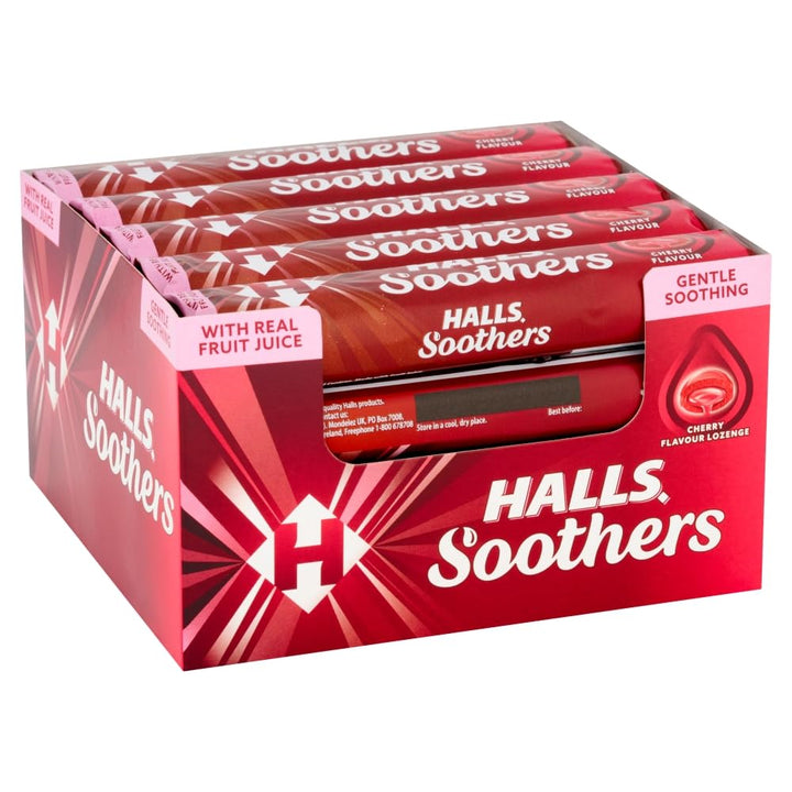 Halls Soothers Cherry Flavour Lozenges with Real Fruit Juice - Pack of 20