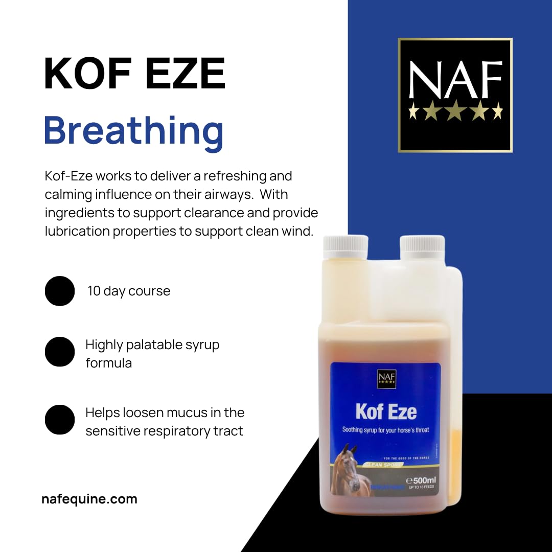 NAF Kof-Eze Respiratory Syrup for Horses - Soothing Throat & Cough Relief | 500ml