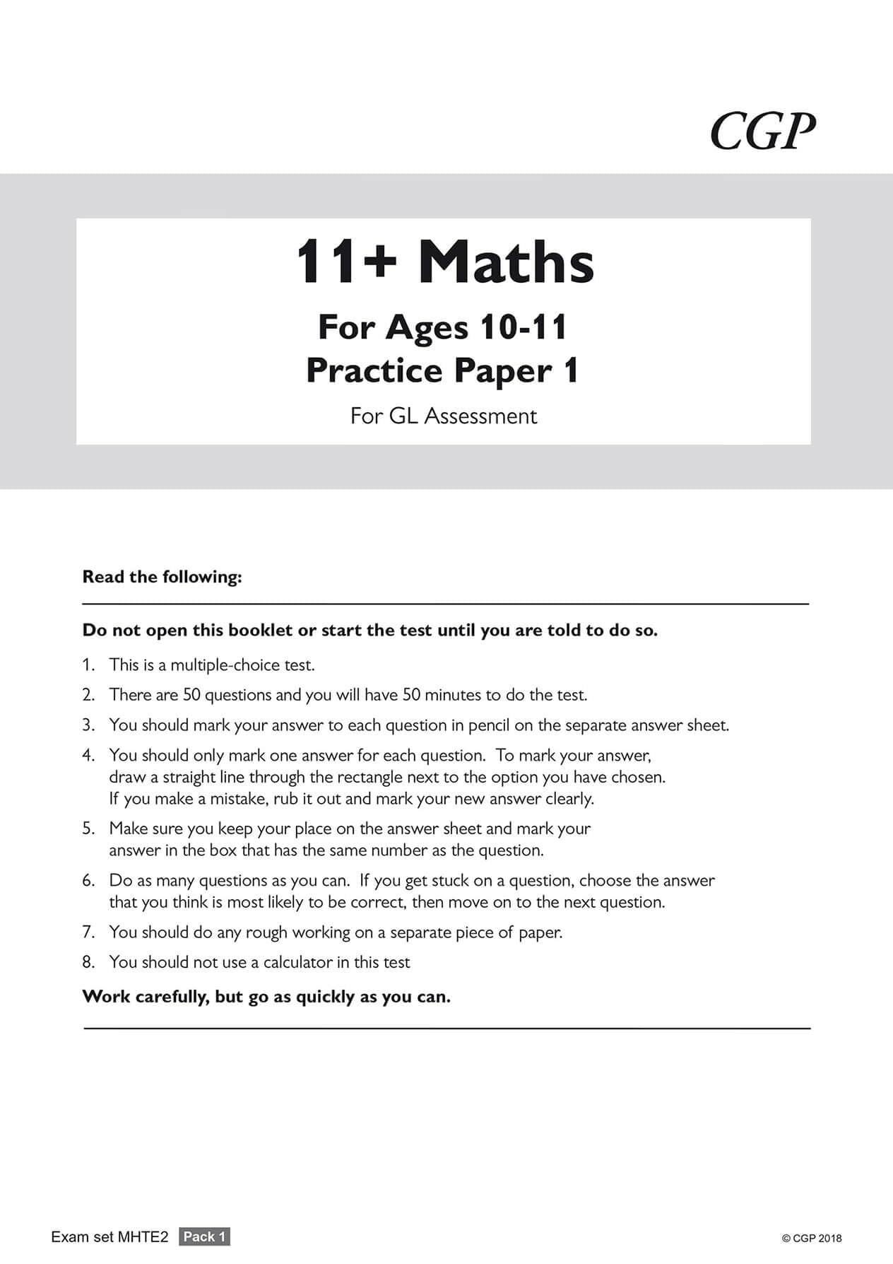 CGP 11+ GL Maths Practice Papers - Ages 10-11 | Pack 1 | Includes Parents' Guide & Online Edition 2