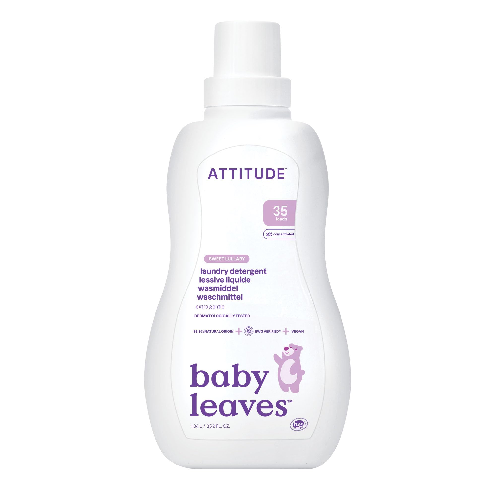 ATTITUDE Baby Laundry Detergent Liquid, EWG Verified, Sweet Lullaby Scent, 1.04 l