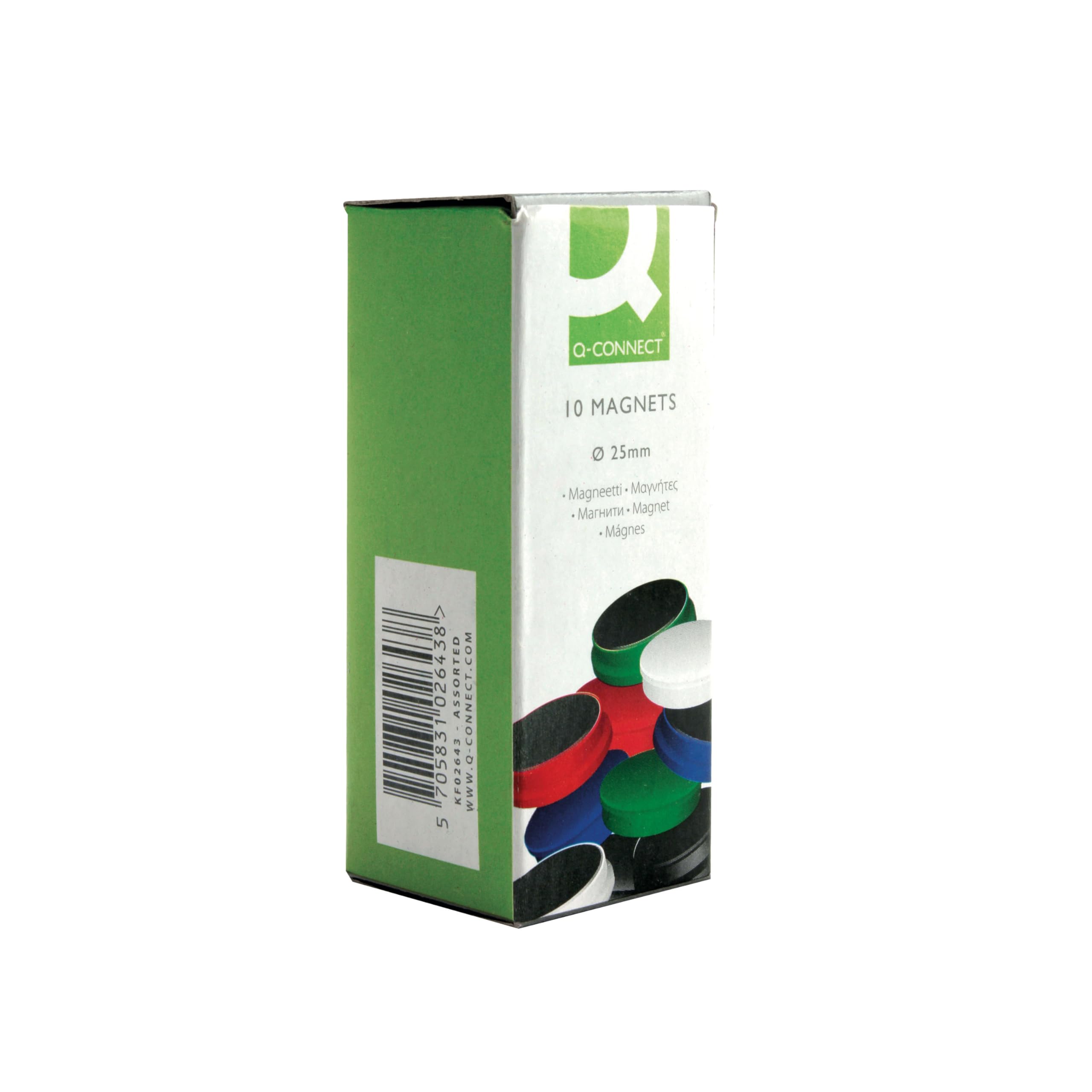 Q-Connect Magnets - 25mm Diameter Assorted Colours | Pack of 10