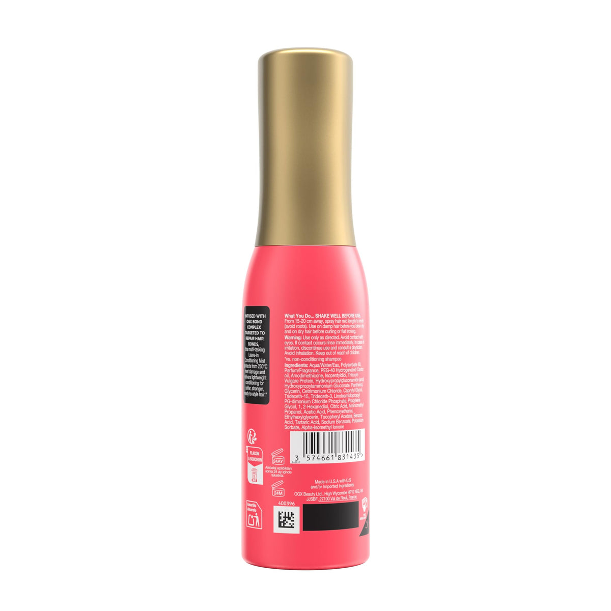 OGX Bond Protein Repair Conditioning Mist - 5% Bond Complex, 230°C Heat Protection, Leave-In Repair Spray