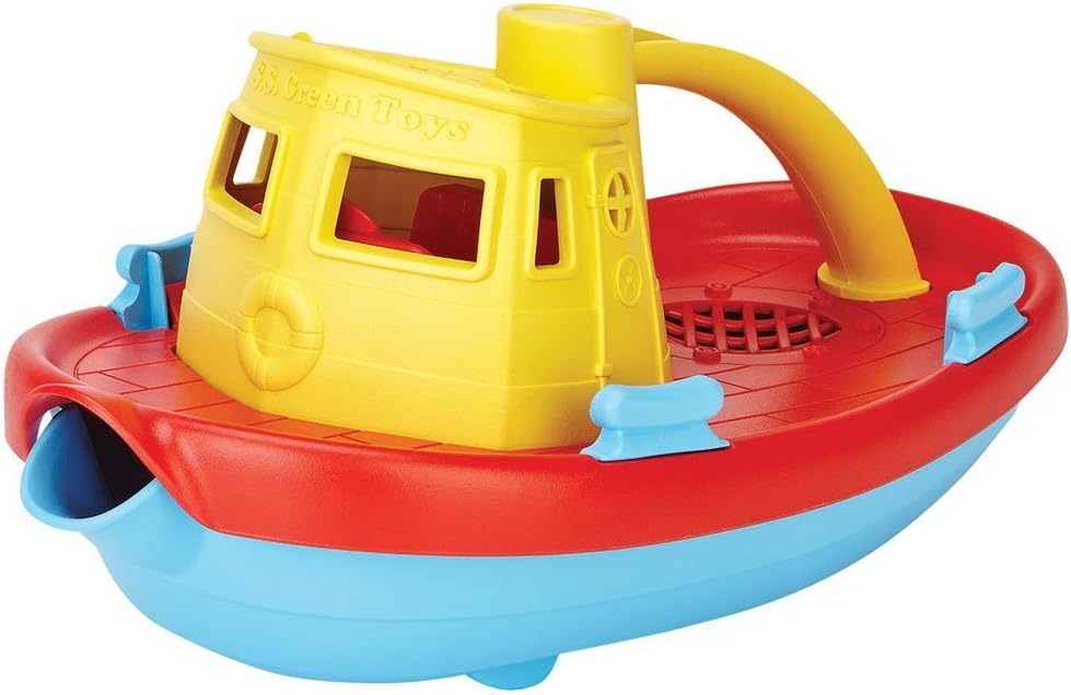 Green Toys Tugboat - Recycled Plastic Bath & Water Toy for Kids 6+ Months 1