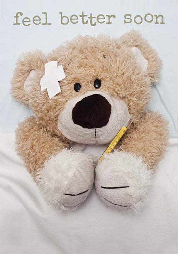 Piccadilly Greetings Get Well Card - Teddy Photo Design | 7 x 5 Inches | Includes Envelope
